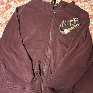 Nike Maroon Hoodie with Gold Logo